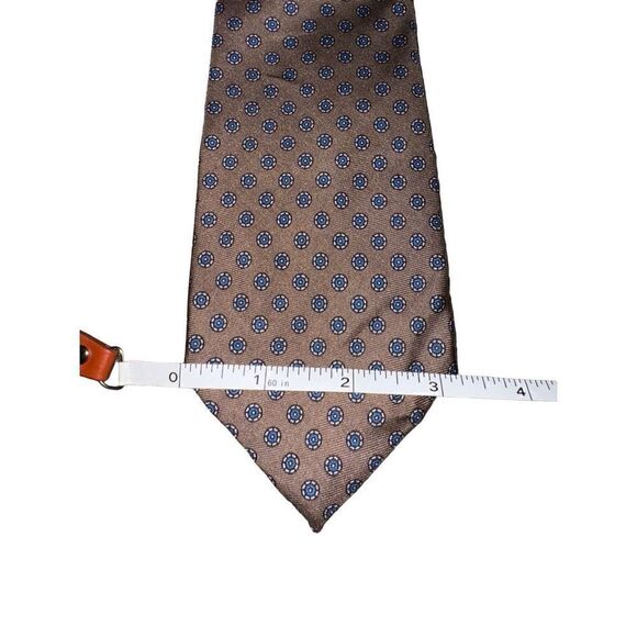Keys & Lockwood Brown Flower Dots Print Handmade in USA Neck Tie - Picture 3 of 6